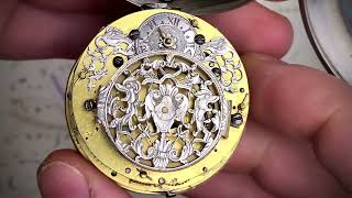 Early XVIII century Quarter Repeating Antique Verge Fusee Pocket Watch [upl. by Derril]