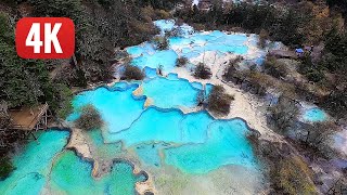 HUANGLONG National Park China Sichuan at an astonishing at 3500m altitude Best by DRONE in 4K [upl. by Edmead978]