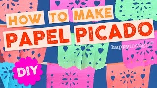 How to make your own DIY papel picado Parties or fiestas at home Printable template • Happythought [upl. by Aratahs]