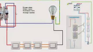 comment brancher un va et vient avec 2 permutateurs [upl. by Japeth]