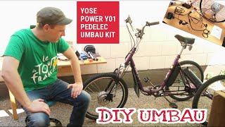 Pedelec Ebike Kit Umbau mit 250w Umbausatz Yose Power Y01 Kit Low Budget Lastenrad DIY [upl. by Nnylsia770]