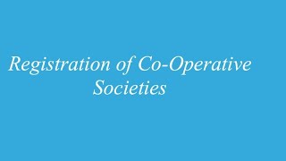 Registration Of Co Operative Society [upl. by Teirtza]