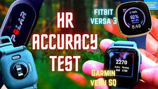 Heart Rate Accuracy Test for Fitbit Versa 3 vs Garmin Venu SQ vs Polar H10  Review and Comparison [upl. by Mara]