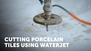 Water Jet Cutting Porcelain Tile  RAK Ceramics [upl. by Rog834]