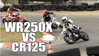 WR250X vs CR250  Supermoto Racing [upl. by Suhcnip]