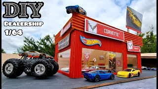 DIY 164 scale car dealership diorama display Hot Wheels garage [upl. by Naleag]