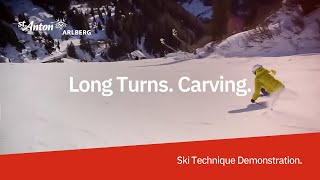 Ski Technique Demonstration  Long Turns Carving [upl. by Snyder]