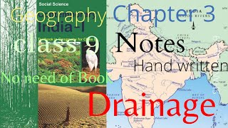 Geography class 9 chapter 3 notes Drainage hand written notes [upl. by Lorilee]