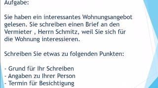 neue Wohnung mieten  Brief schreiben zur Prüfung B1 екзамен B1 [upl. by Feledy317]