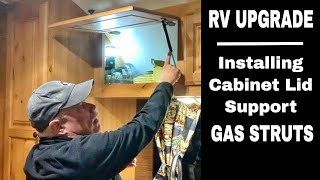 How To Install Gas Strut Cabinet Supports  DIY RV Upgrade [upl. by Yenettirb980]