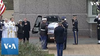 Bush Arrives at Presidential Library for Burial [upl. by Mike621]