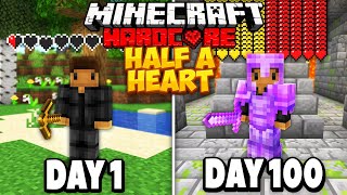 I Spent 100 Days in Hardcore Minecraft on HALF A HEART Heres What Happened [upl. by Hafirahs]