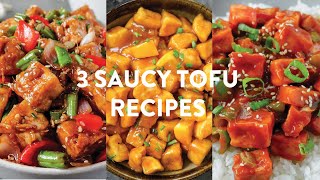 3 SAUCY TOFU RECIPES  Easy Vegan Orange Ginger Sesame Sweet amp Spicy Tofu  HOW TO COOK TOFU [upl. by Oiracam13]