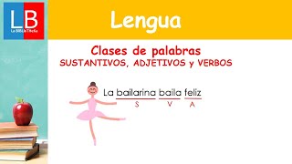 Clases de palabras SUSTANTIVOS VERBOS Y ADJETIVOS✔👩‍🏫 PRIMARIA [upl. by Ntsyrk]