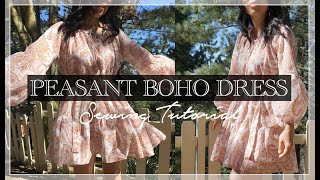 Maisey Dress Tutorial  DIY Peasant Boho Tunic Dress [upl. by Rockie]