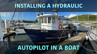 Installing a hydraulic autopilot on a boat [upl. by Aicenek]