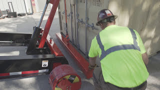 The ContainGo Mobilizer Shipping Container Trailer Loading a 20ft ISO shipping container [upl. by Rexferd727]