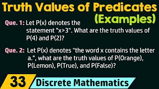 Finding The Truth Values of Predicates Examples [upl. by Ogu]