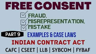 Fraud  Misrepresentation  Mistake  Free Consent  Indian Contract Act  Caselaws  Example [upl. by Ulrike]