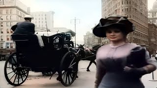 New York 1911 New Version in Color 60fps Remastered wsound design added [upl. by Nonnaehr]