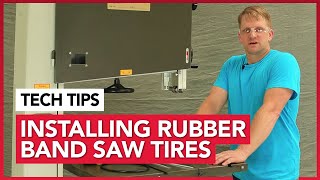 Changing a band saw tire Rubber Tire Installation [upl. by Otrebmuh12]