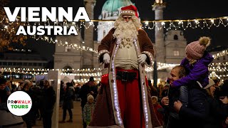 Vienna Christmas Markets  Evening Tour  4K 60fps  with Captions [upl. by Leiand510]