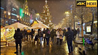 Prague Snow Walk  Snow White Christmas Market in Prague  Czech Republic 4K HDR [upl. by Wash]