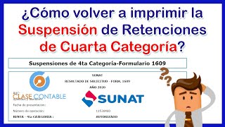 Como recuperar la suspensión de retenciones de cuarta categoría 2020  Clave SOL Sunat [upl. by Naivaj]