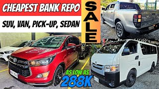 BILIHAN NG MURANG REPOSSESSED CARS UP TO 50 OFF PICKUP SUV VAN  CHEAPEST REPO CARS IN MARKET [upl. by Klayman]