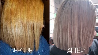 How to tone brassy hair with Wella T14 amp 050 [upl. by Ahsienak624]