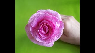 Cómo hacer Rosa de papel crepe fácil DIY Cómo hacer flores [upl. by Lednahc]