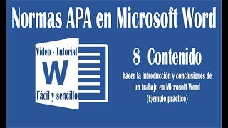 Vídeo 8 hacer introducción y conclusión en un trabajo de Word según normas APA sexta edición [upl. by Illib274]