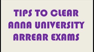 How to Clear Anna University Arrear Exams [upl. by Britt]