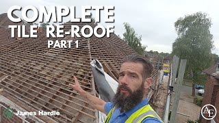 COMPLETE TILE REROOF PART 1 [upl. by Ahterod]