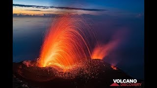 Stromboli volcano Italy erupts in spectacular fireworks  January 2019 [upl. by Lipscomb]