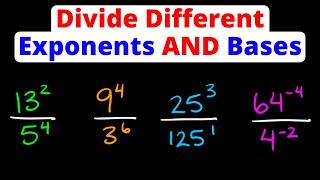 Dividing Exponents with Different Powers AND Bases  Eat Pi [upl. by Ahsenat]