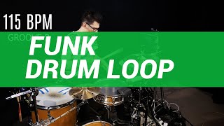 Funk drum loop 115 BPM  The Hybrid Drummer [upl. by Hamimej741]