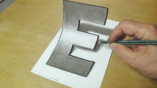 How To Draw 3d Letter E  Easy Trick Art Drawing [upl. by Lynette773]