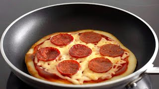 5 minute EASY PAN PIZZA  No Yeast No Oven Pepperoni Pizza Recipe [upl. by Eramat]