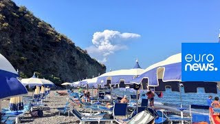 Italy volcano eruption on island of Stromboli evacuations begin [upl. by Nolaj]