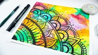 How To Draw An Easy Mandala  Watercolors [upl. by Genia]