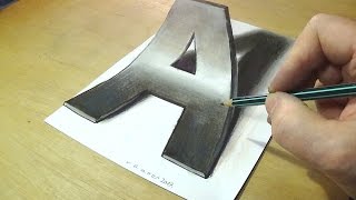 How to Draw 3D Letter A  Drawing Letter A with Pencil [upl. by Terraj25]