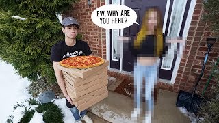 DELIVERING PIZZAS to my CRUSH HOUSE bad idea [upl. by Neddra]