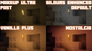 Makeup Ultra Fast vs Sildurs Enhanced Default vs Vanilla Plus vs Nostalgia  Shader Comparison [upl. by Kath]