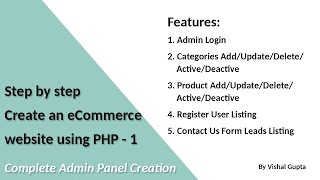 Step by step create an eCommerce website using PHP  Part 1 Complete Admin Panel Creation [upl. by Lemcke]