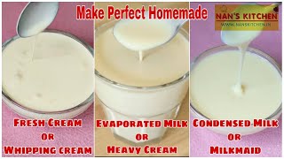 Make Fresh CreamCondensed Milkevaporated milk at home  HOMEMADE DESSERT RECIPES [upl. by Kilian]