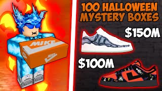 Opening 100 Halloween Mystery Boxes In Sneaker Resell Simulator Roblox [upl. by Efioa93]