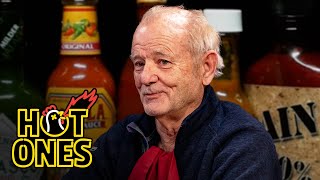 Bill Murray Doesn’t Flinch While Eating Spicy Wings  Hot Ones [upl. by Marlyn]