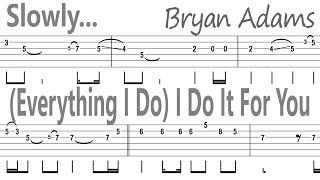 Bryan Adams  Everything I Do I Do It For You Slow  Guitar TabBackingTrack [upl. by Ycnej]