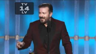 Ricky Gervais at Golden Globes 2012 amp 2011  THE BEST BITS [upl. by Nnaacissej387]